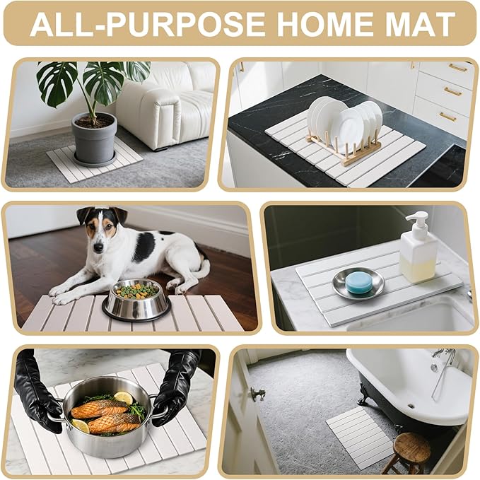 cuomaop Stone Dish Drying Mat for Kitchen Counter, 23x15.3 Inch Large - Image 4
