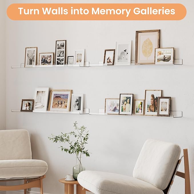 upsimples 2 Pack 35.5x5.5 Inches Acrylic Shelves - Image 9