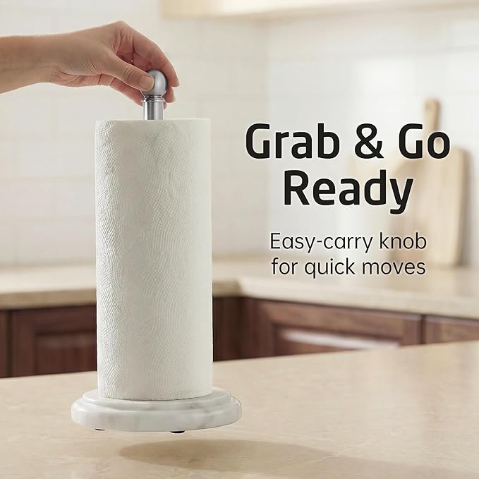 KES Anti-Slip Marble Paper Towel Holder Countertop - Image 8