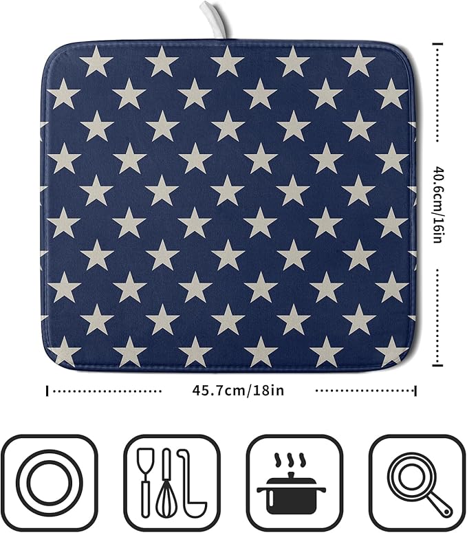 Patriotic July of 4th Blue Star Dish Drying Mat - Image 2