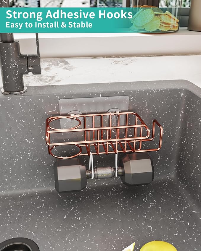HapiRm Sponge Holder for Kitchen Sink, No Drill Kitchen Sink Caddy Organizer - Image 2