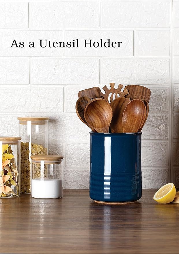 ABRUTY Utensil Holder, 6.7" Ceramic Kitchen Utensil Crock - Image 3