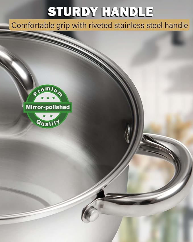 Cook N Home Kitchen Cookware Sets, 12-Piece Basic Stainless Steel Pots and Pans - Image 7
