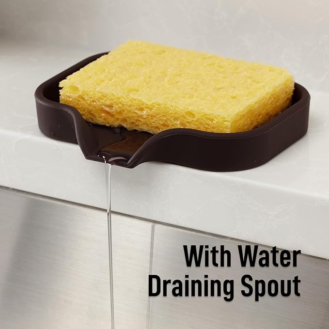 Zulay Kitchen Small Silicone Sponge Holder – Space-Saving Sink Organizer Tray - Image 8