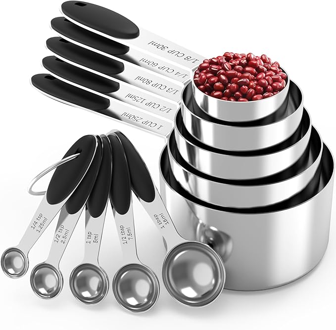 TILUCK Measuring Cups and Spoons Set, Stainless Steel, Kitchen Utensils by TILUCKBringsGoodLuck