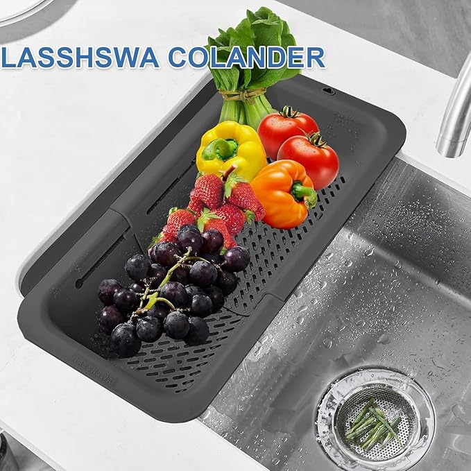 LASSHSWA Collapsible Colander for Kitchen, Over the Sink Strainer Basket for - Image 2