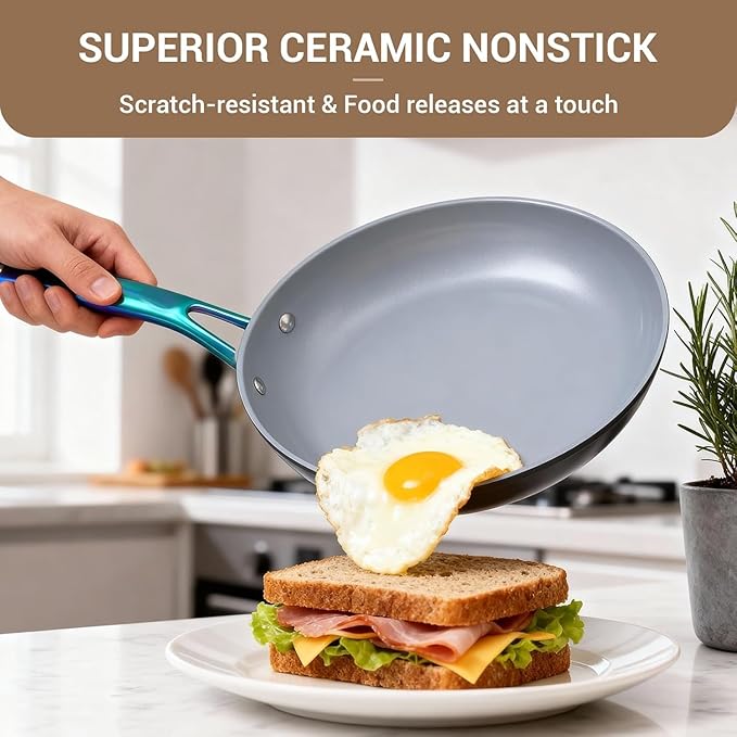 Ammeloo 17 Pcs Ceramic Cookware Set, Induction Pots and Pans Set Non Stick - Image 3