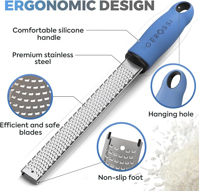 Stainless Steel Cheese Grater & Lemon Zester w/Extra Sharp Blade - Image 4