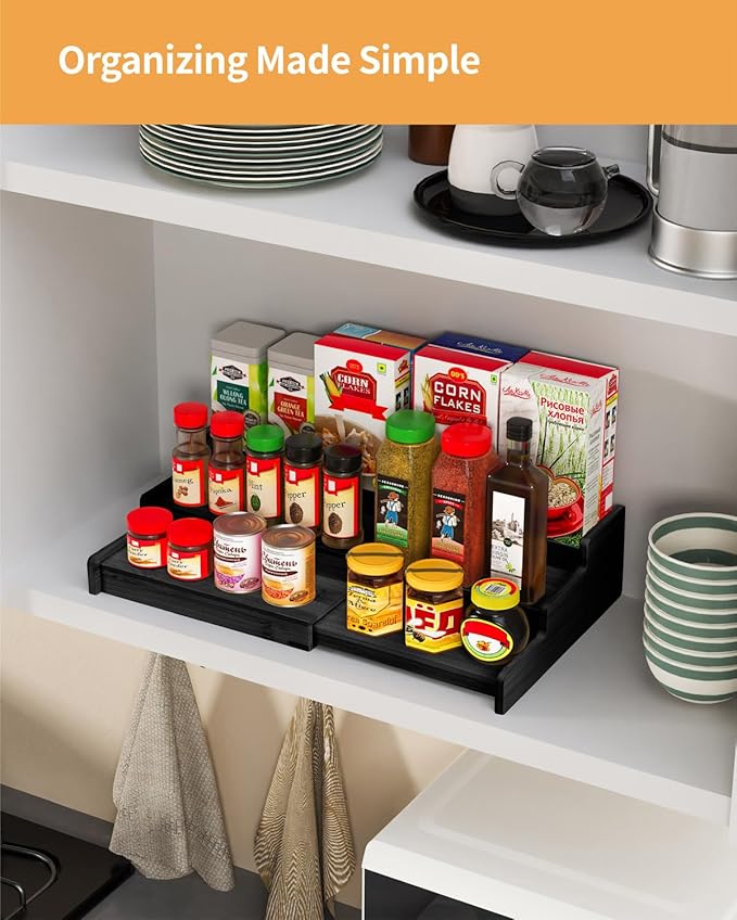VenDotbi Spice Rack, 3-Tier Expandable Bamboo Spice Rack Organizer - Image 7