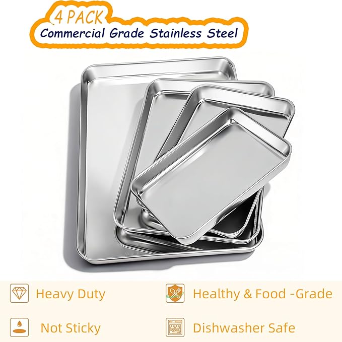 CEKEE Baking Sheet Set of 4, Stainless Steel Cookie Sheets - Image 2
