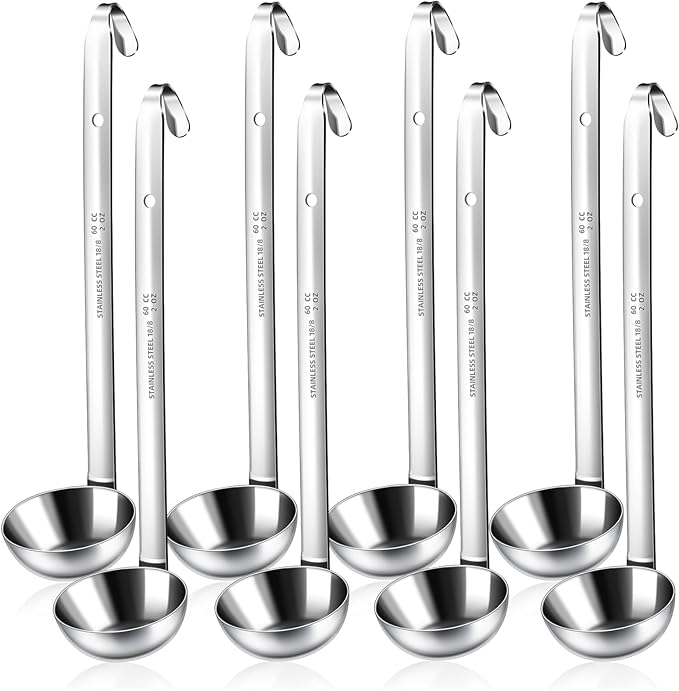 8pcs Stainless Steel Ladle 2 Oz Soup Ladle 10" long Spoon Heavy-Duty Metal by LiveNaturallyLiveBarafat