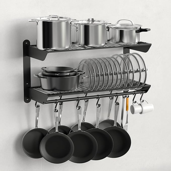 Taozun Pot Rack Wall Mounted 30 Inch, 2-Tier Heavy Duty Pot and Pan Hanging - Image 7