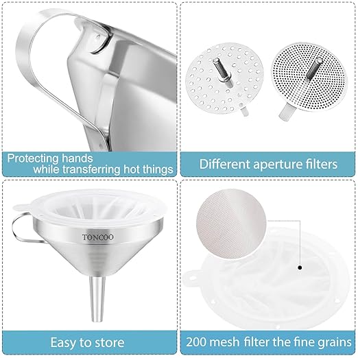 Toncoo 3 Pack Stainless Steel Funnels - Image 5