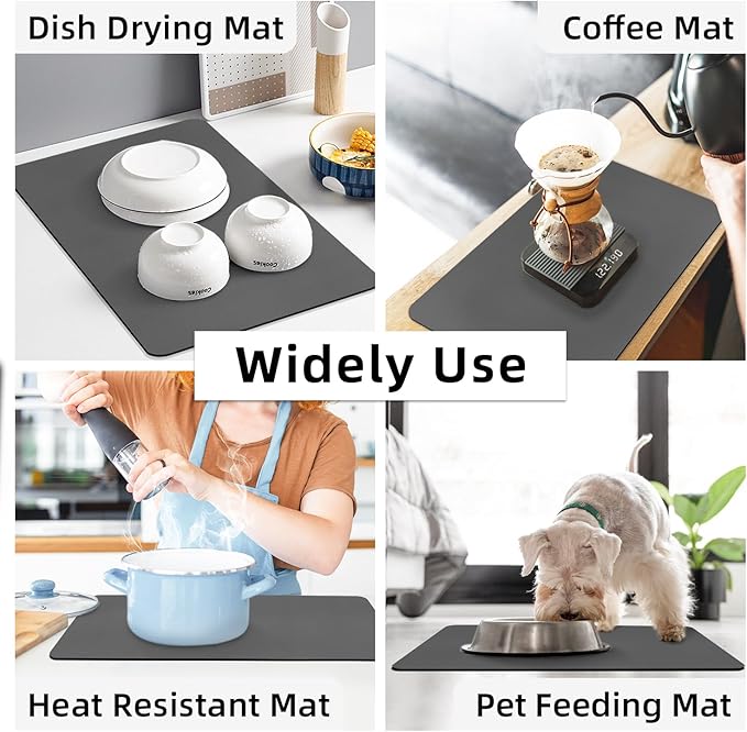 LOPNUR Kitchen Dish Drying Mat, Diatomite Coffee Mat, Super Absorbent Dish - Image 7