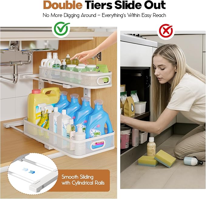 2 Pack 19.3IN-Depth Under Sink Organizer - Image 3
