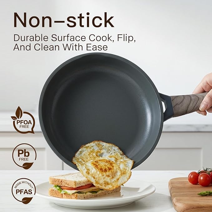 Pots and Pans Set Nonstick 22 Pcs, Ceramic cookware set Non-Toxic CoatingGray - Image 4