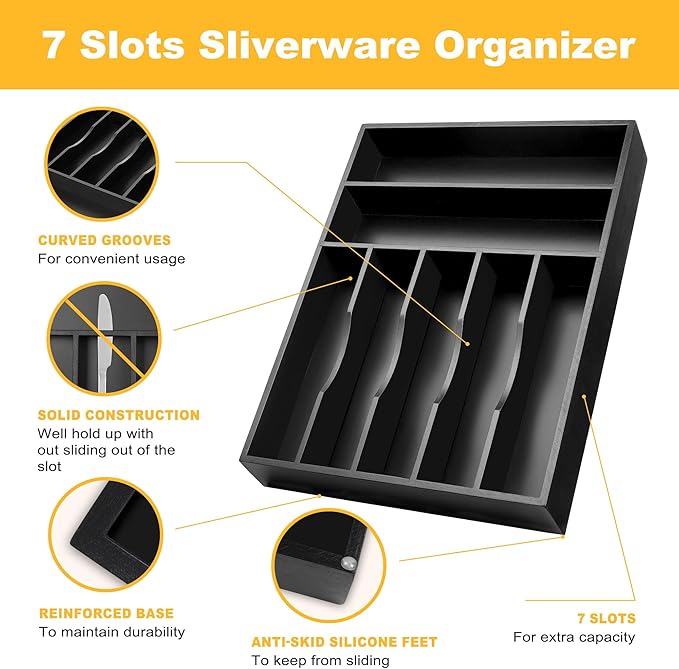 Kitchen Bamboo Silverware Organizer, Kitchen Drawer Organizer - Image 5