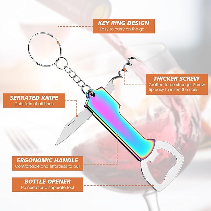 Ziliny 24 Pcs Bottle Opener Keychain Bulk Wine Bottle Beer Opener Keychain - Image 2