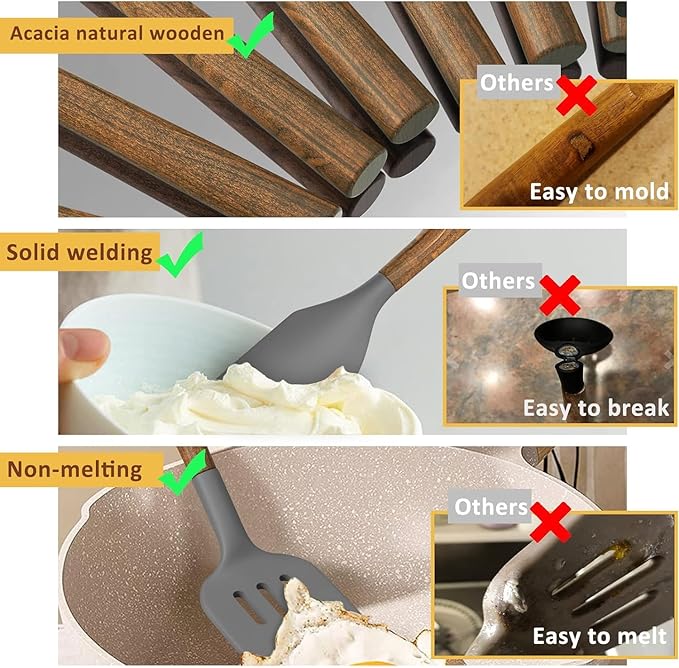 Umite Chef Silicone Cooking Utensil Set, 8-Piece Kitchen Utensils Set - Image 6