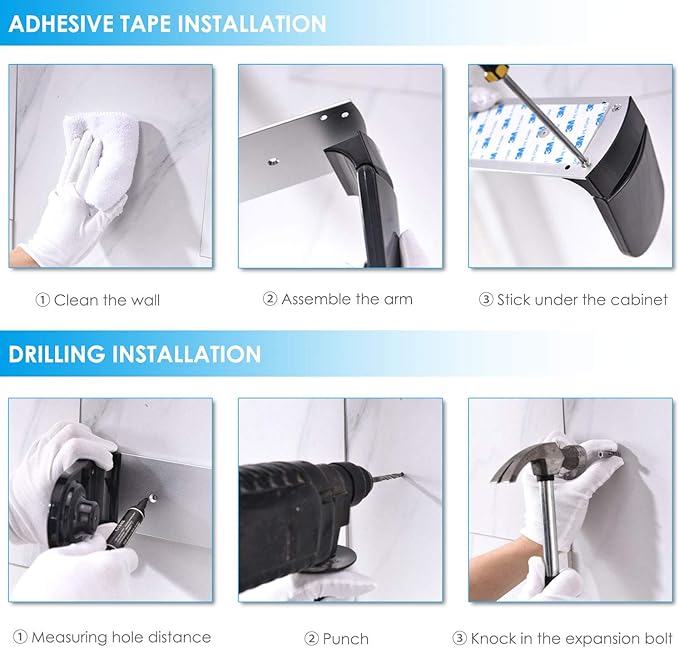 simpletome ONE Hand Tear Paper Towel Holder Under Cabinet Adhesive or Drilling - Image 9