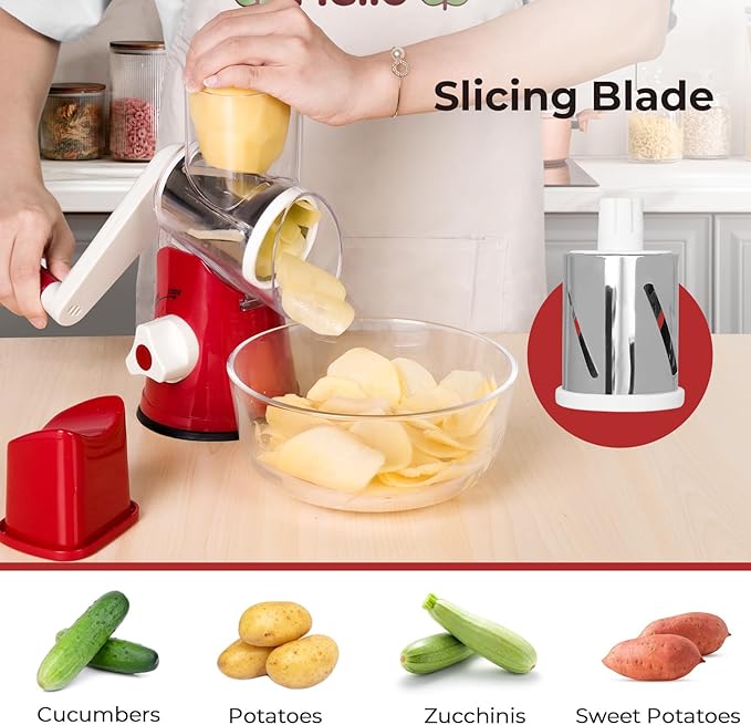 X Home Rotary Cheese Grater for Kitchen, Shredder - Image 3