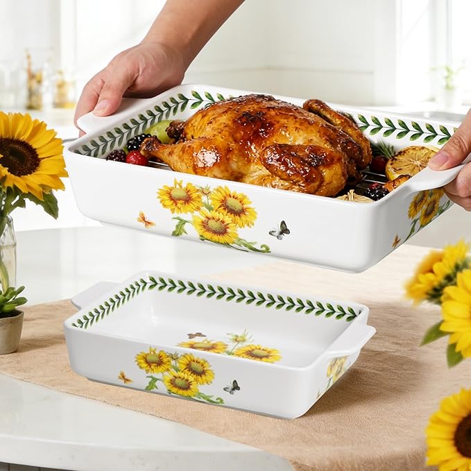 ACMLIFE Ceramic Casserole Dish Set, Ceramic Baking Dish by ACMLIFE
