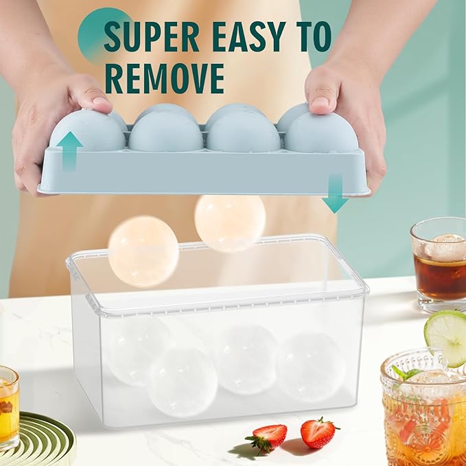 WIBIMEN Large Ice Cube Molds, Big Round Whiskey Ice Cube Trays - Image 2