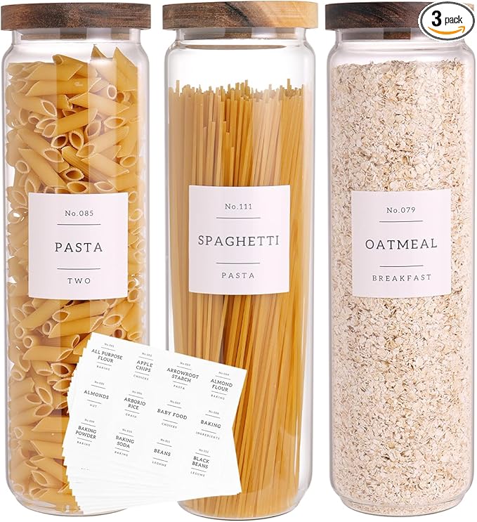 CZZGSM 3 Set Glass Pantry Storage Jars - 50oz Thicken Glass Kitchen Canisters by CZZGSM