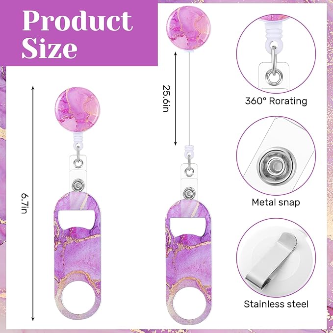 Irenare 6 Pcs Flat Bottle Openers Retractable Bar Keys - Image 2