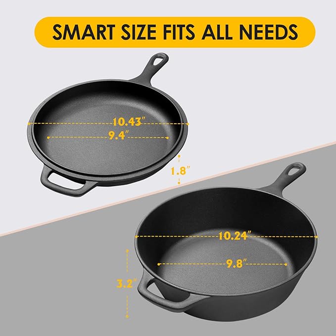 EDGING CASTING 2-in-1 Pre-Seasoned Cast Iron Dutch Oven Pot - Image 2