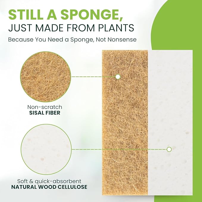 Tieralia Lemon Dish Soap Bar & Natural Plant-Based Dish Sponge Bundle | 2-Pack Solid Dish Soap + 12 Eco-Friendly Biodegradable Kitchen Sponges