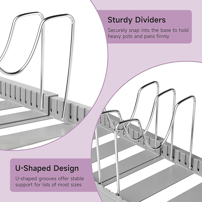 MUDEELA Pot Lid Organizer Rack for Cabinet, Expandable Pots and Pans Organizer - Image 6