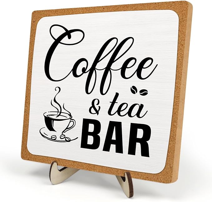 Rustic Coffee & Tea Bar Decor Sign, Funny Wooden Plaque by DMADNF