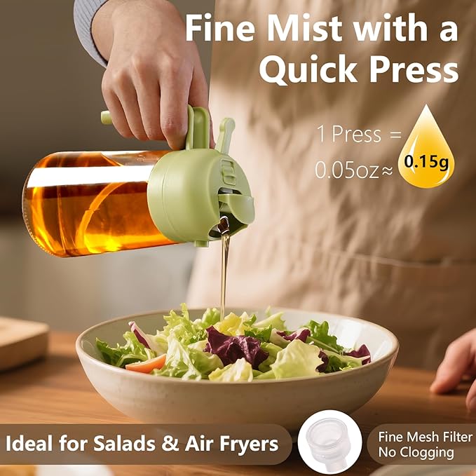 SWEET VIEW 16oz/470ml Oil Dispenser and Oil Sprayer, Glass Olive Oil Pourer - Image 3