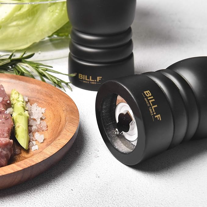 BILL.F Salt and Pepper Grinder Wooden Pepper Mill Grinder Salt Pepper Shakers - Image 4