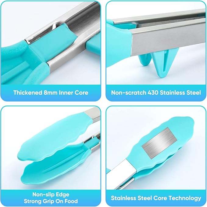 5-Pack Silicone Tongs for Cooking, Maywe Tanso 4PCS 13-Inch Kitchen Tongs - Image 6