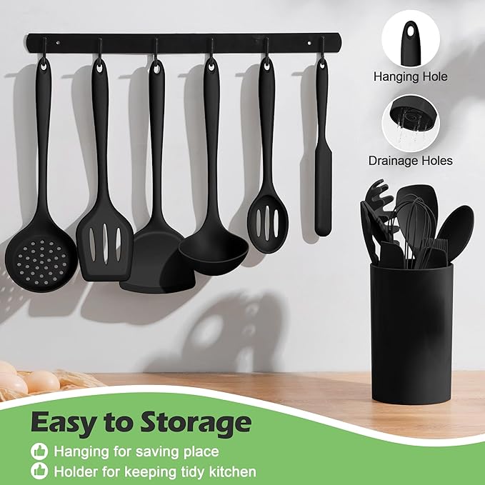 Silicone Cooking Utensil Set, Homikit 15pcs Kitchen Utensils - Image 3