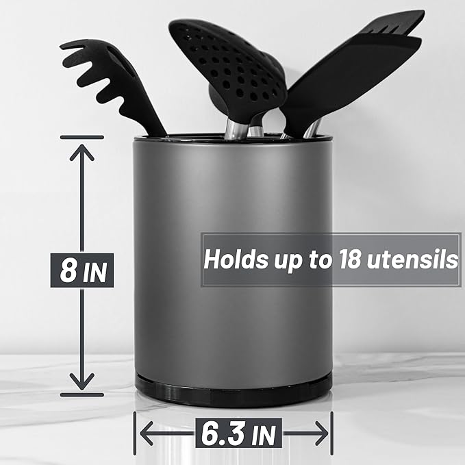 Kitchen Utensil Holder for Countertop 360° Rotating Utensil Caddy Extra Large - Image 4