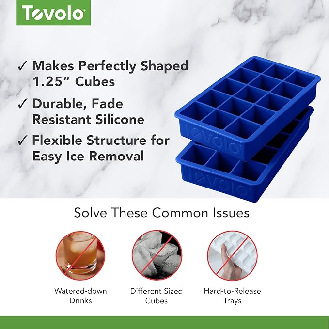 Tovolo Silicone Ice Cube Tray Stratus Blue Pack of 2 BPA Free Ice Tray Mold - Image 3