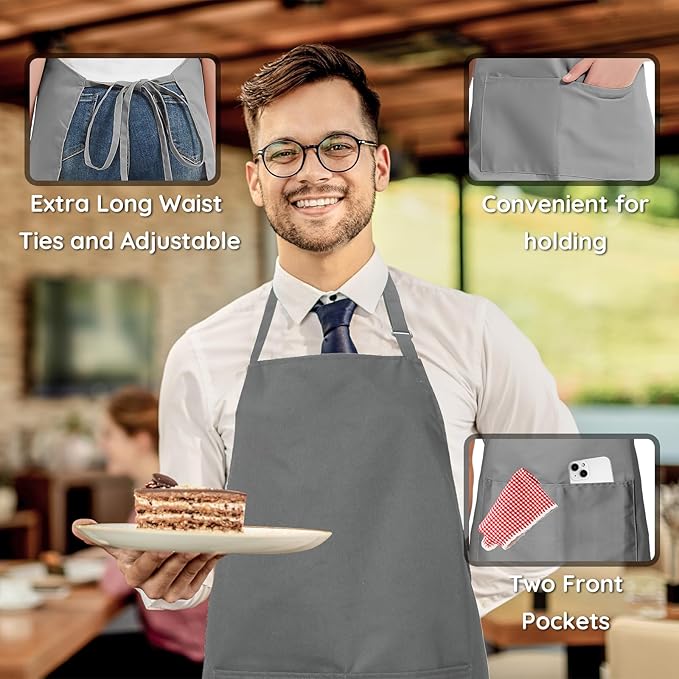 4 Packs Chef Apron, Waterproof Apron, Adjustable Aprons - Image 5