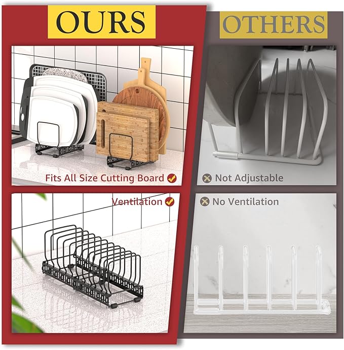 HzTinT 2PACK Cutting Board Organizer, Adjustable Divider Cutting Board Holder - Image 5