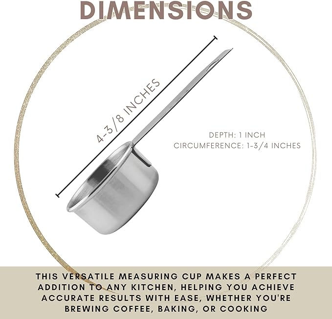 1/8 Cup Stainless Steel Measuring Cup | Sturdy Metal 30 ml | 30 cc | 1 oz | - Image 3