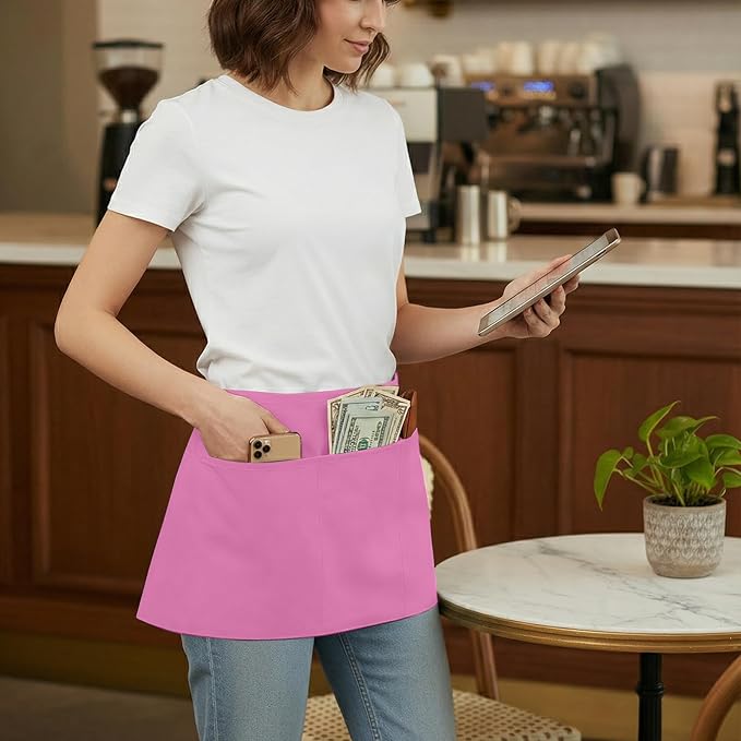 BOHARERS Pink Waitress Apron for Women - Image 3