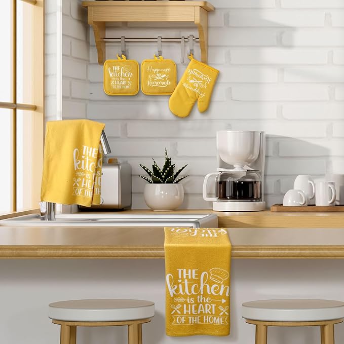 Sratte 6 Pcs Kitchen Decor Accessories Set Farmhouse Towels Pot Holders Oven - Image 7
