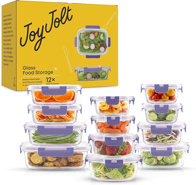 JoyJolt 24pc Borosilicate Glass Storage Containers - Image 9