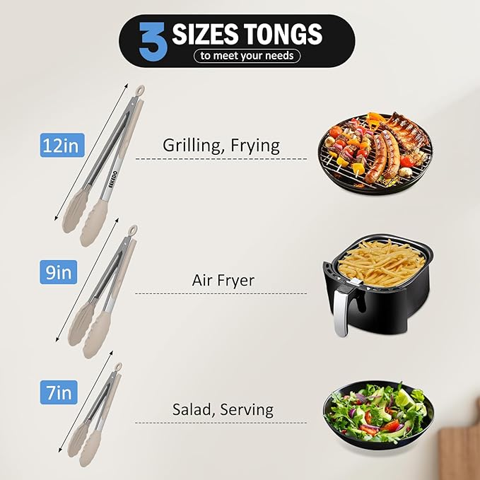 Kitchen Tongs, Stainless Steel Cooking Tongs - Image 2