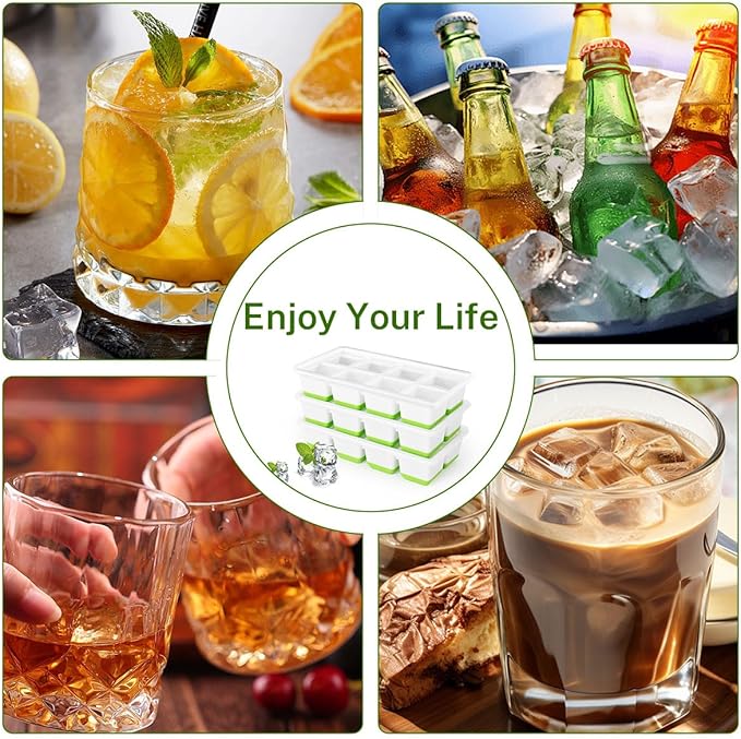 Ice Cube Tray with Lid, Alinana 3-Pack Upgraded Large Silicone Ice Cube Tray - Image 7