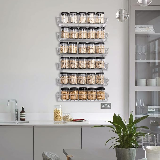 SWOMMOLY Adjustable Wall Mount Spice Rack, 6-Tier Dual-use Organizer - Image 2