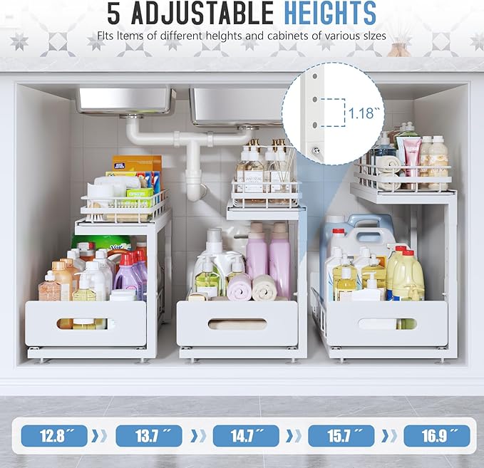 Under Sink Organizer Upgrade To Professional Rails, 2-Tier Dual Pull Out - Image 6