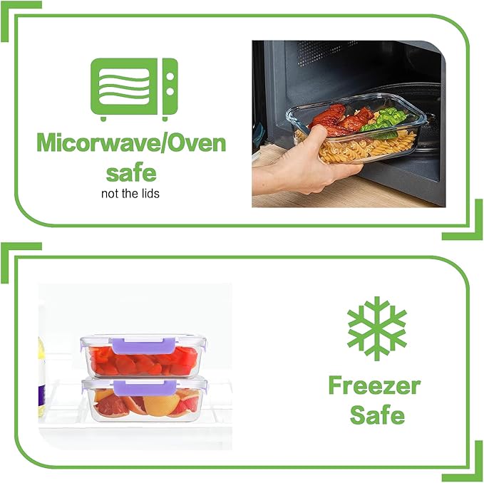 8 Pack 36oz Large Glass Meal Prep Containers - Image 4